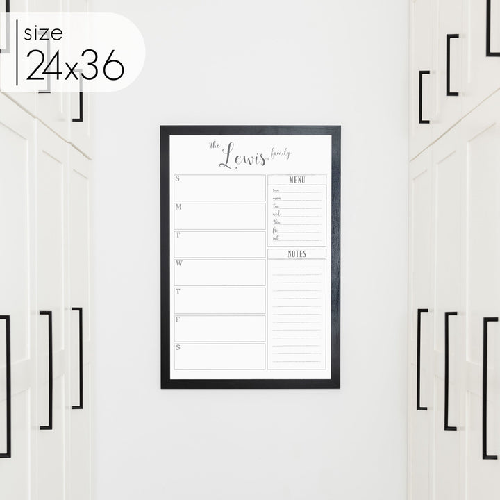 Weekly Framed Whiteboard Calendar + 2 sections | Vertical Knope