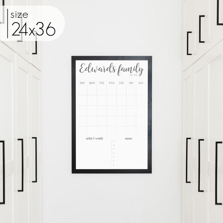 Monthly Framed Whiteboard Calendar + 2 sections | Vertical Perkins