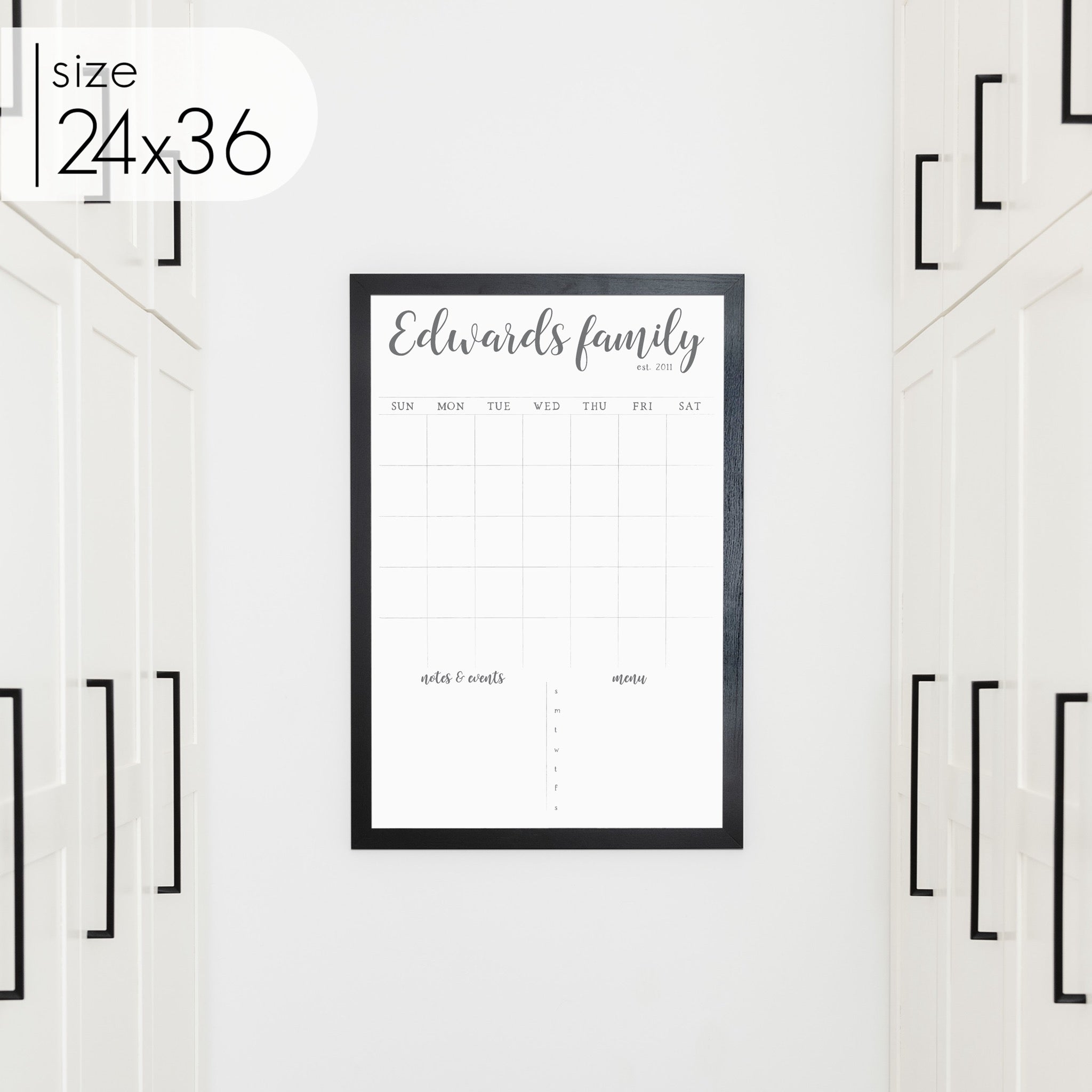 Monthly Framed Whiteboard Calendar + 2 sections | Vertical Perkins