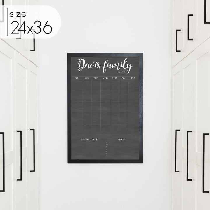 Monthly Framed Chalkboard Calendar + 2 sections | Vertical Perkins