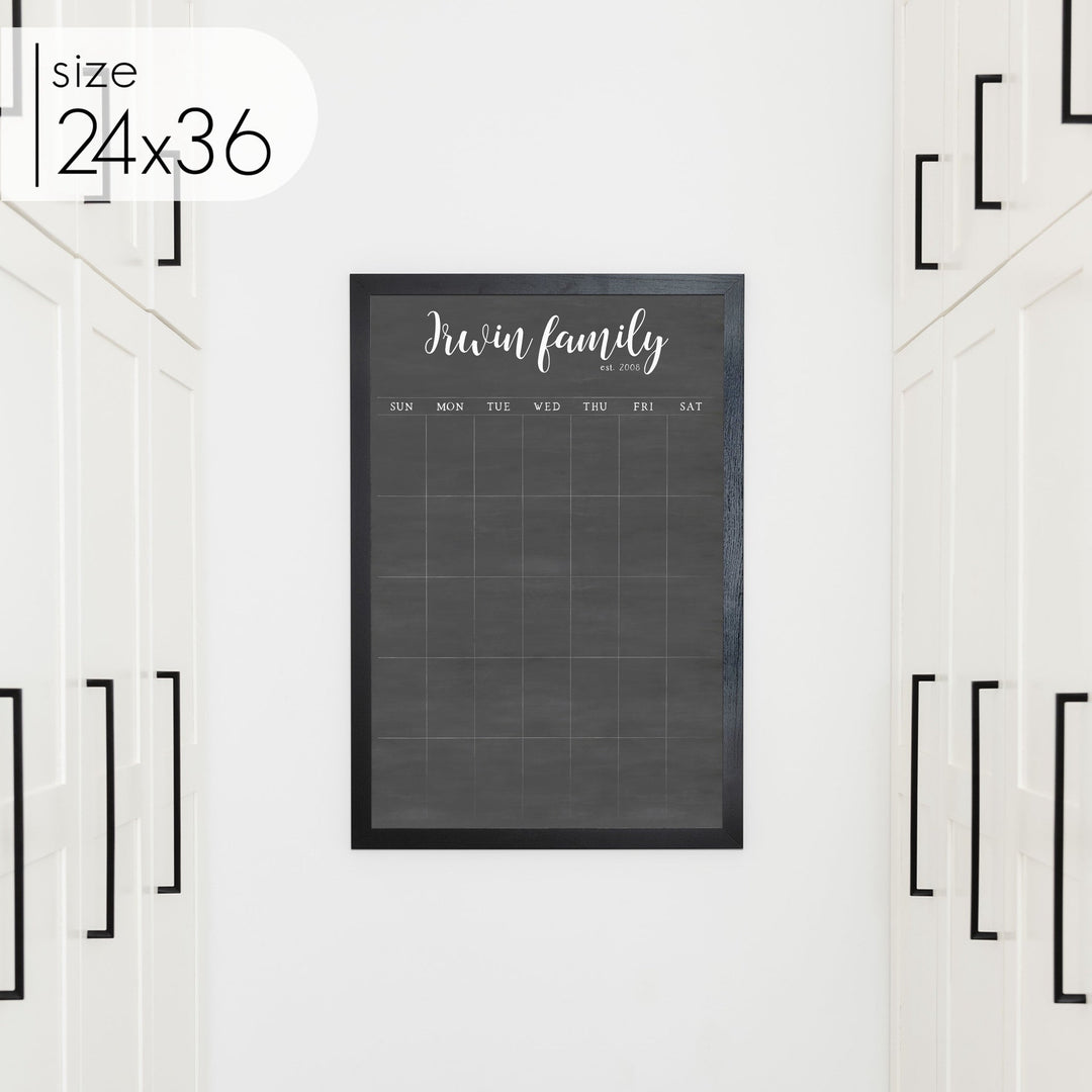Monthly Framed Chalkboard Calendar | Vertical Perkins