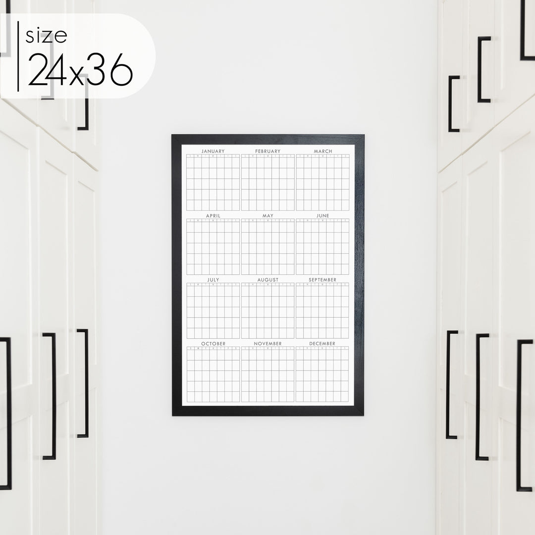 Framed Yearly Whiteboard Calendar | Vertical Multi-Style