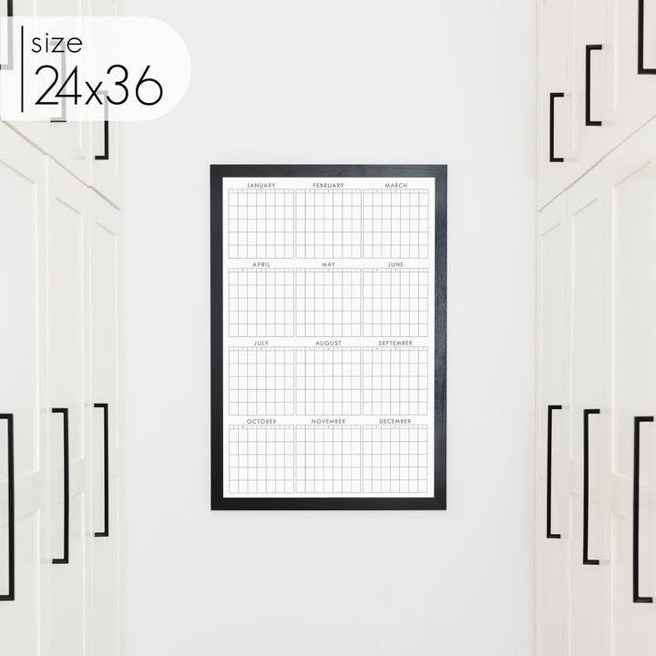 Framed Yearly Whiteboard Calendar | Vertical Multi-Style