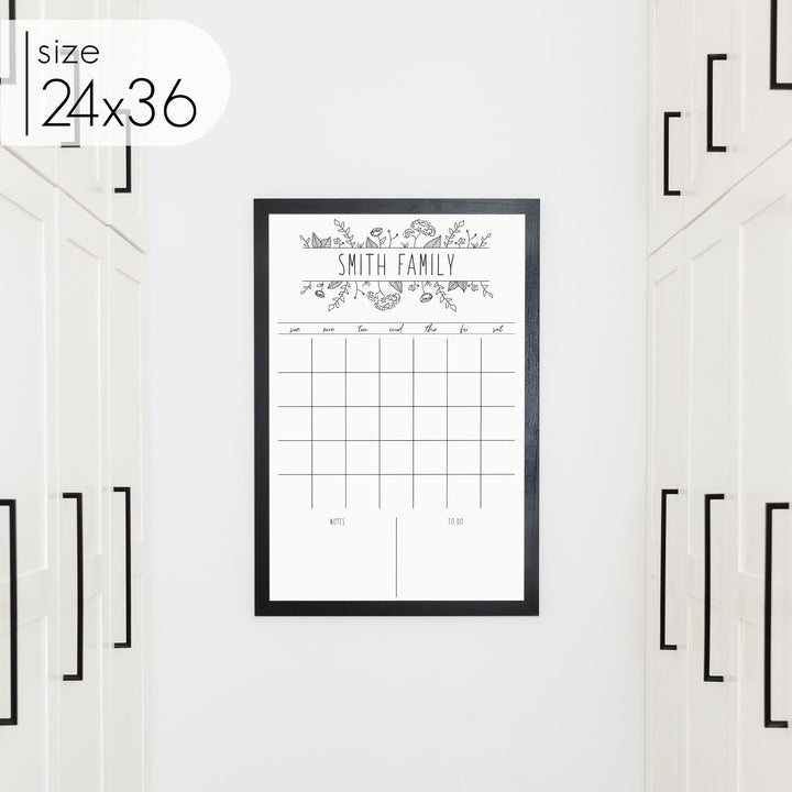 Monthly Framed Whiteboard Calendar + 2 sections | Vertical Lucy