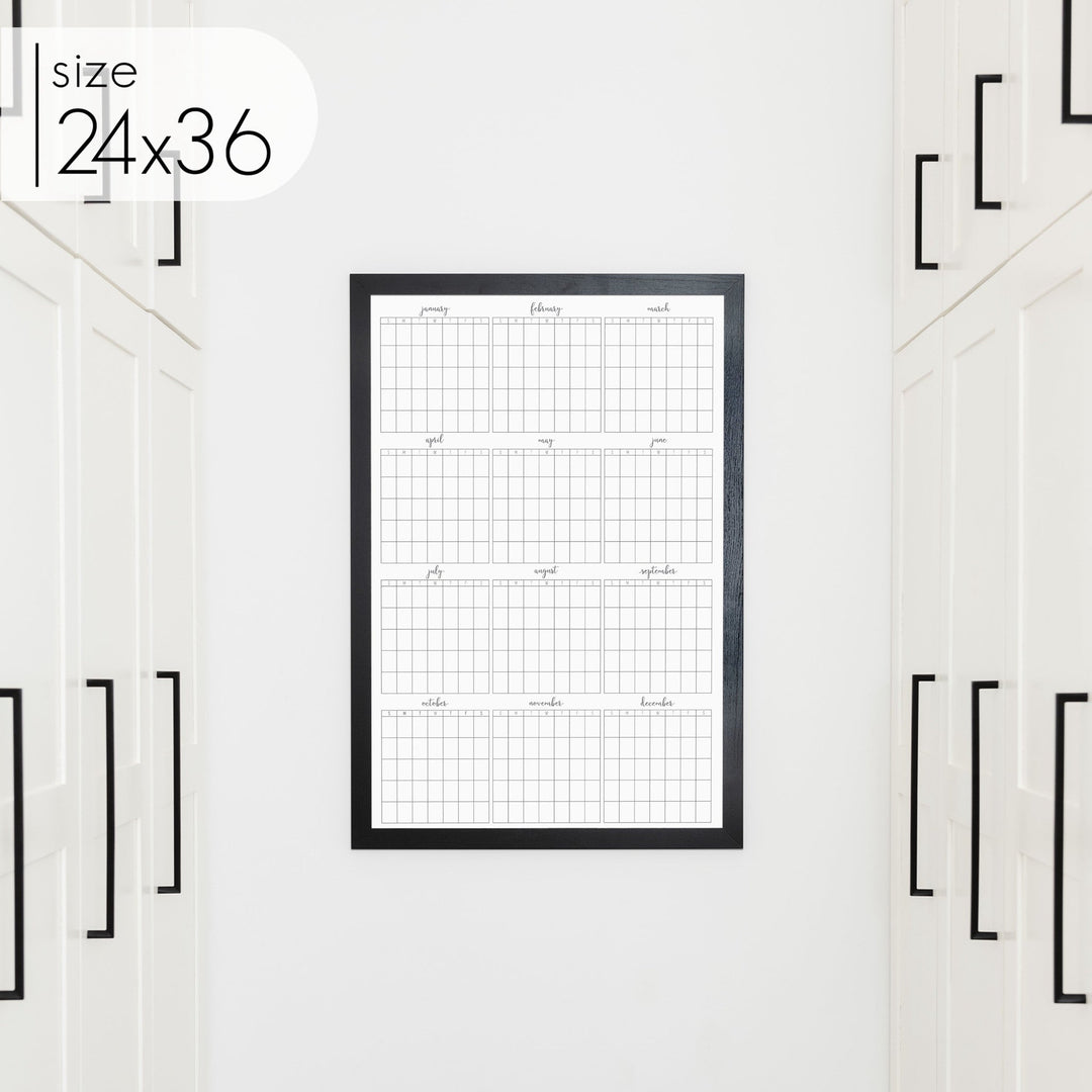 Framed Yearly Whiteboard Calendar | Vertical Knope