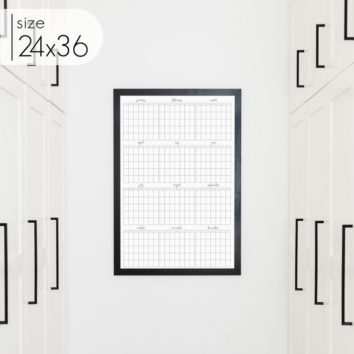 Framed Yearly Whiteboard Calendar | Vertical Knope