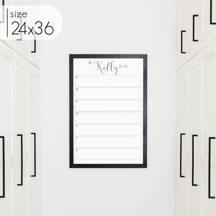 Weekly Framed Whiteboard Calendar | Vertical Knope