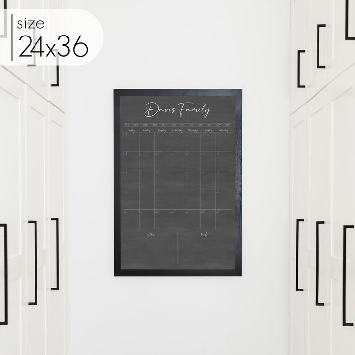 Monthly Framed Chalkboard Calendar + 2 sections | Vertical Pennington