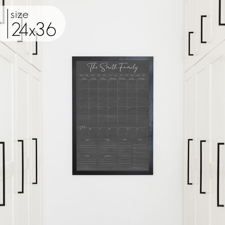 Week & Month Combo Framed Chalkboard + 6 sections | Vertical Pennington
