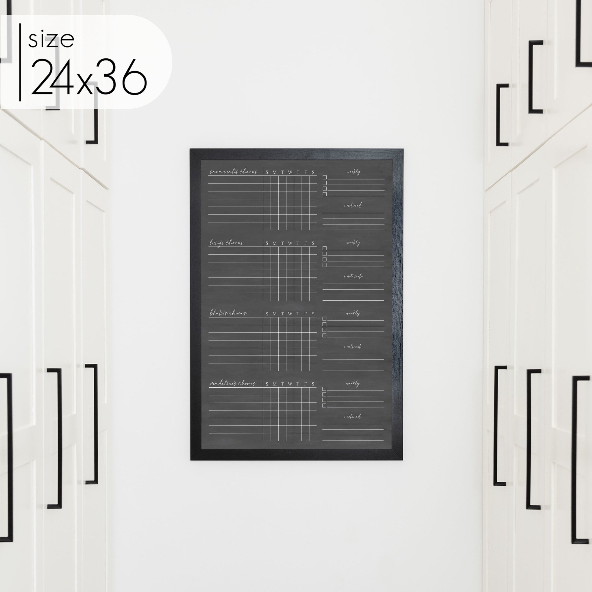 4 Person Framed Chalkboard Chore Chart  | Vertical Pennington
