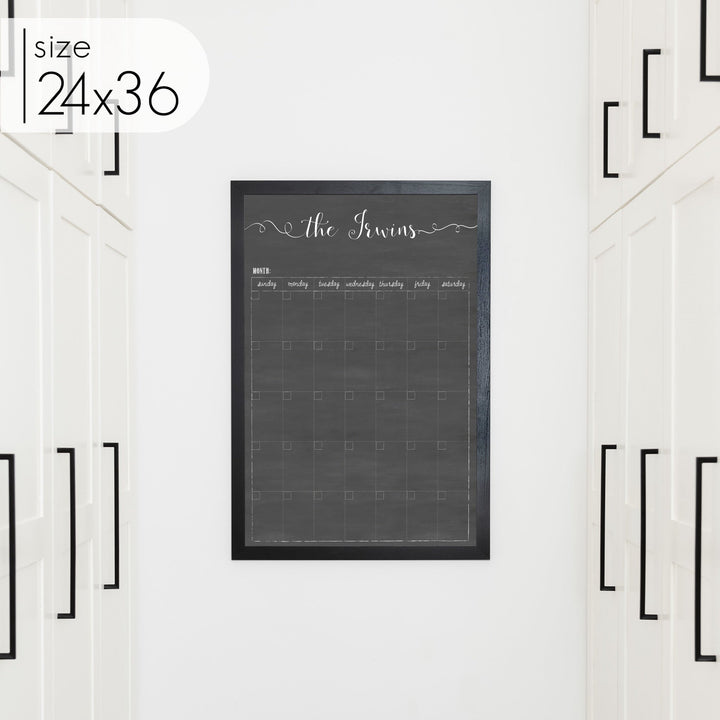 Monthly Framed Chalkboard Calendar | Vertical Knope