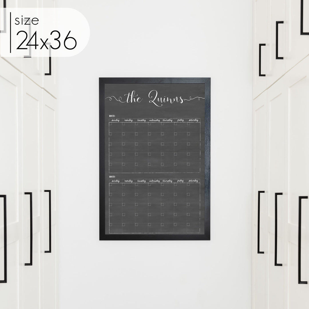 2 Month Framed Chalkboard Calendar | Vertical Knope