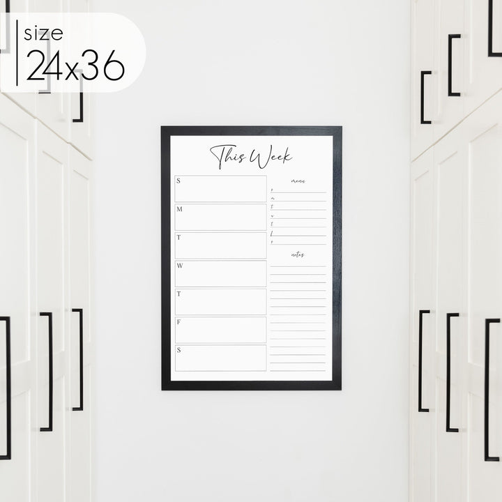 Weekly Framed Whiteboard Calendar + 2 sections | Vertical Pennington