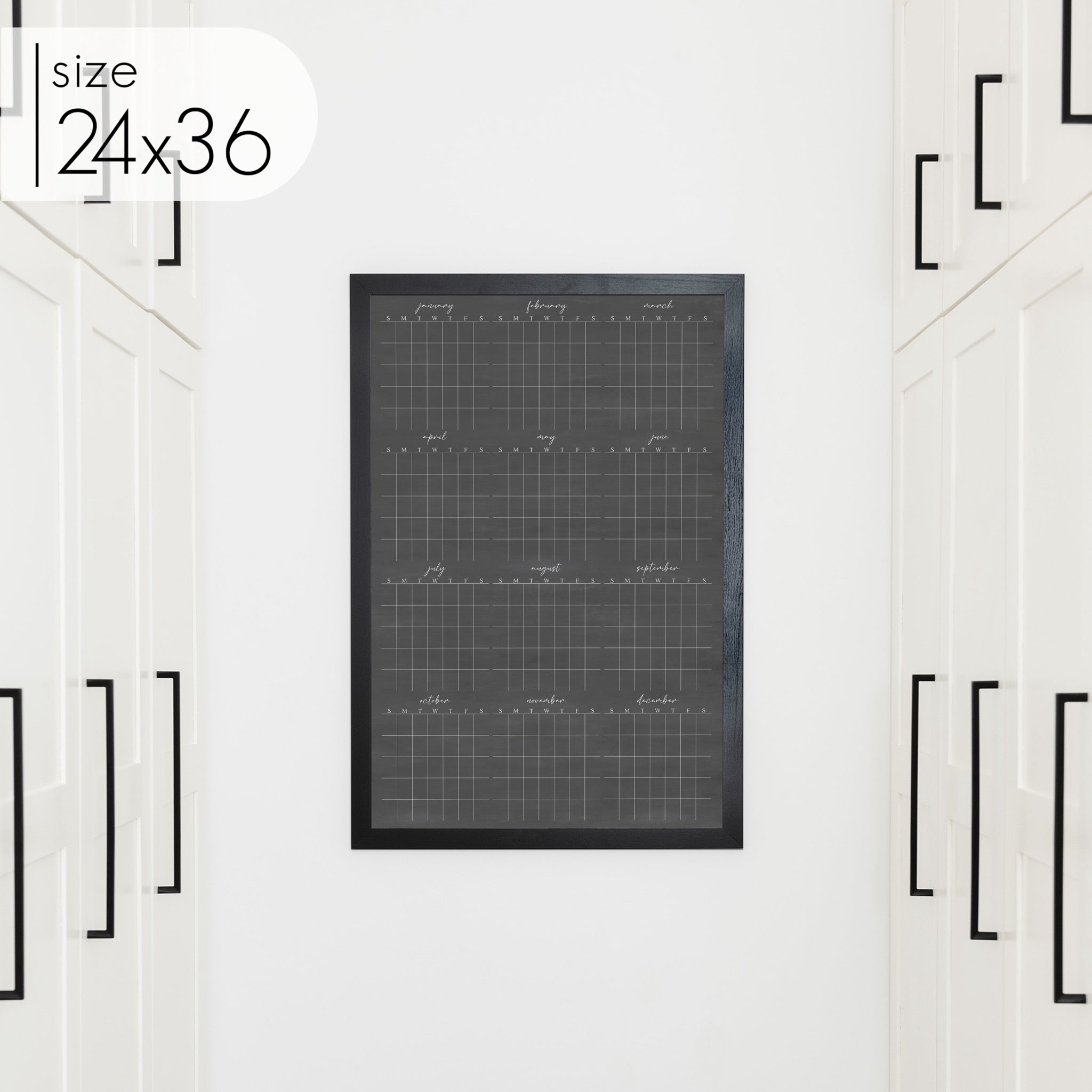 Framed Yearly Chalkboard Calendar | Vertical Pennington