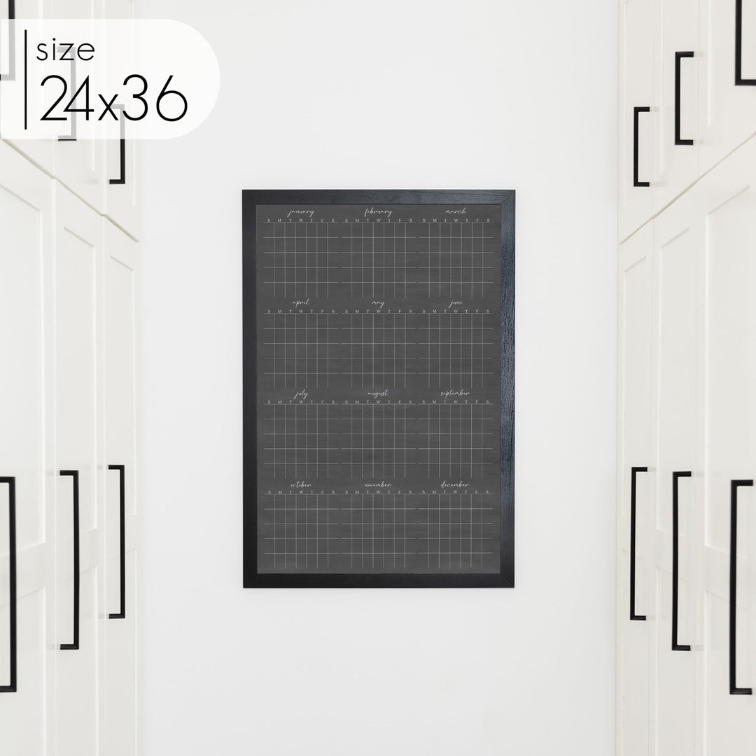Framed Yearly Chalkboard Calendar | Vertical Pennington