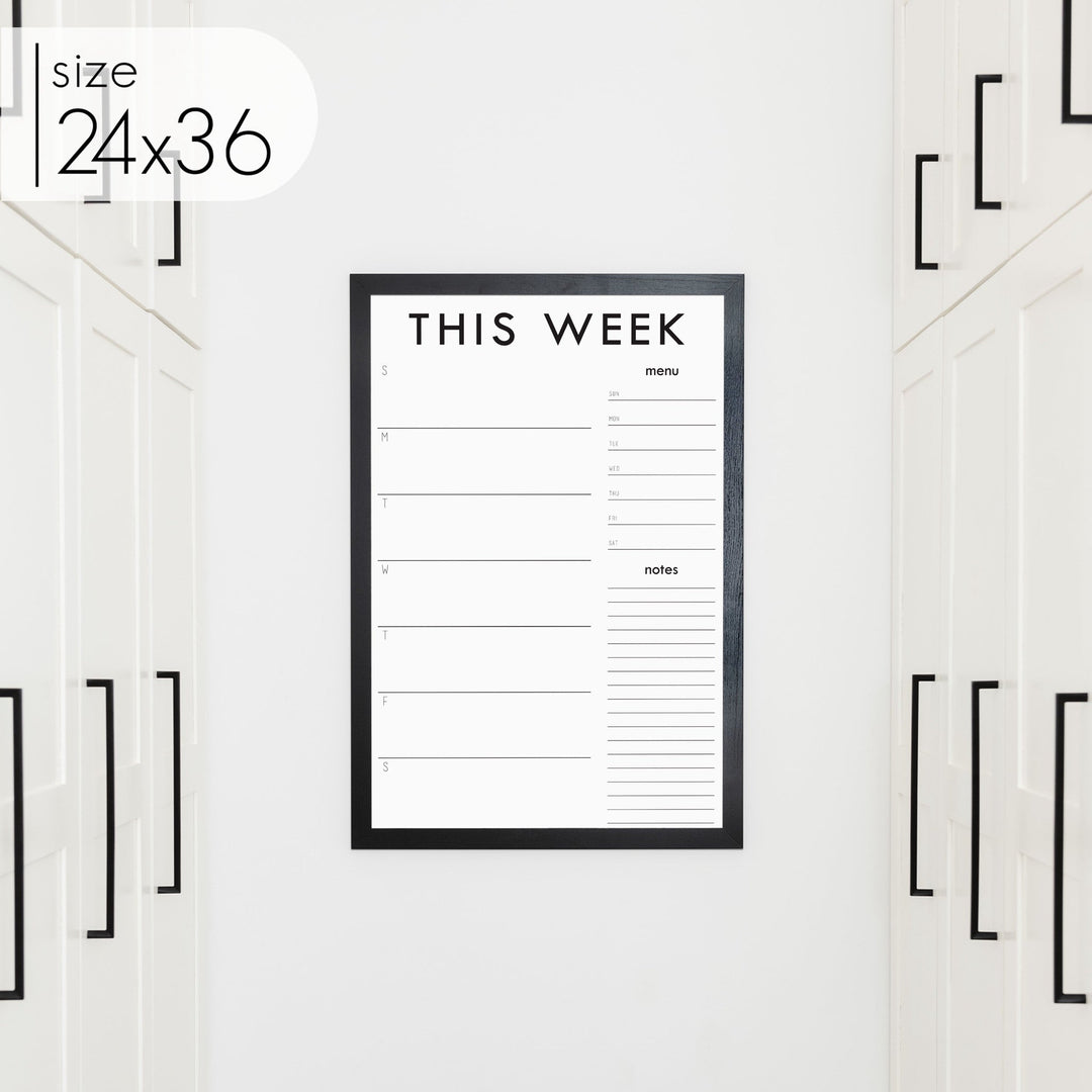 Weekly Framed Whiteboard Calendar + 2 sections | Vertical Madi
