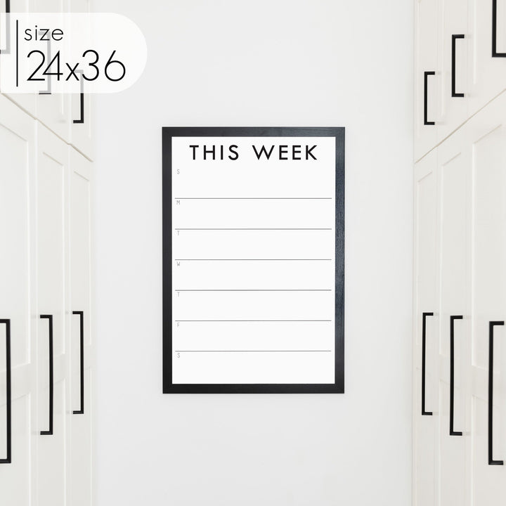 Weekly Framed Whiteboard Calendar + 3 sections | Horizontal Madi