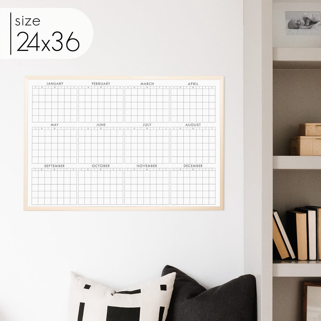 Framed Yearly Whiteboard Calendar | Horizontal Multi-Style