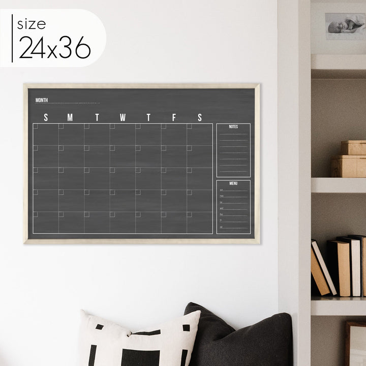 Monthly Framed Chalkboard Calendar + 2 sections | Horizontal Dwyer