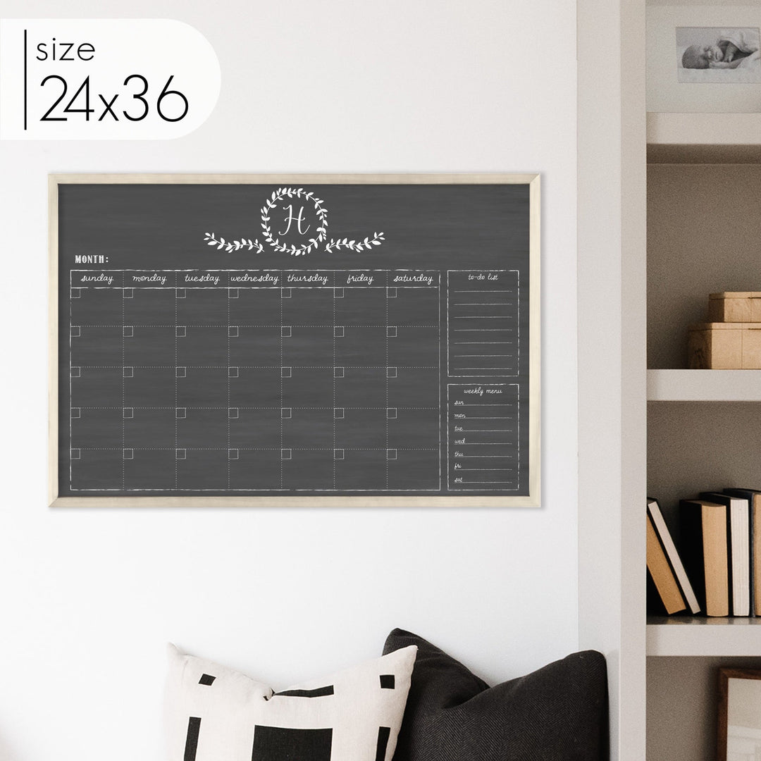 Monthly Framed Chalkboard Calendar + 2 sections | Horizontal Donna