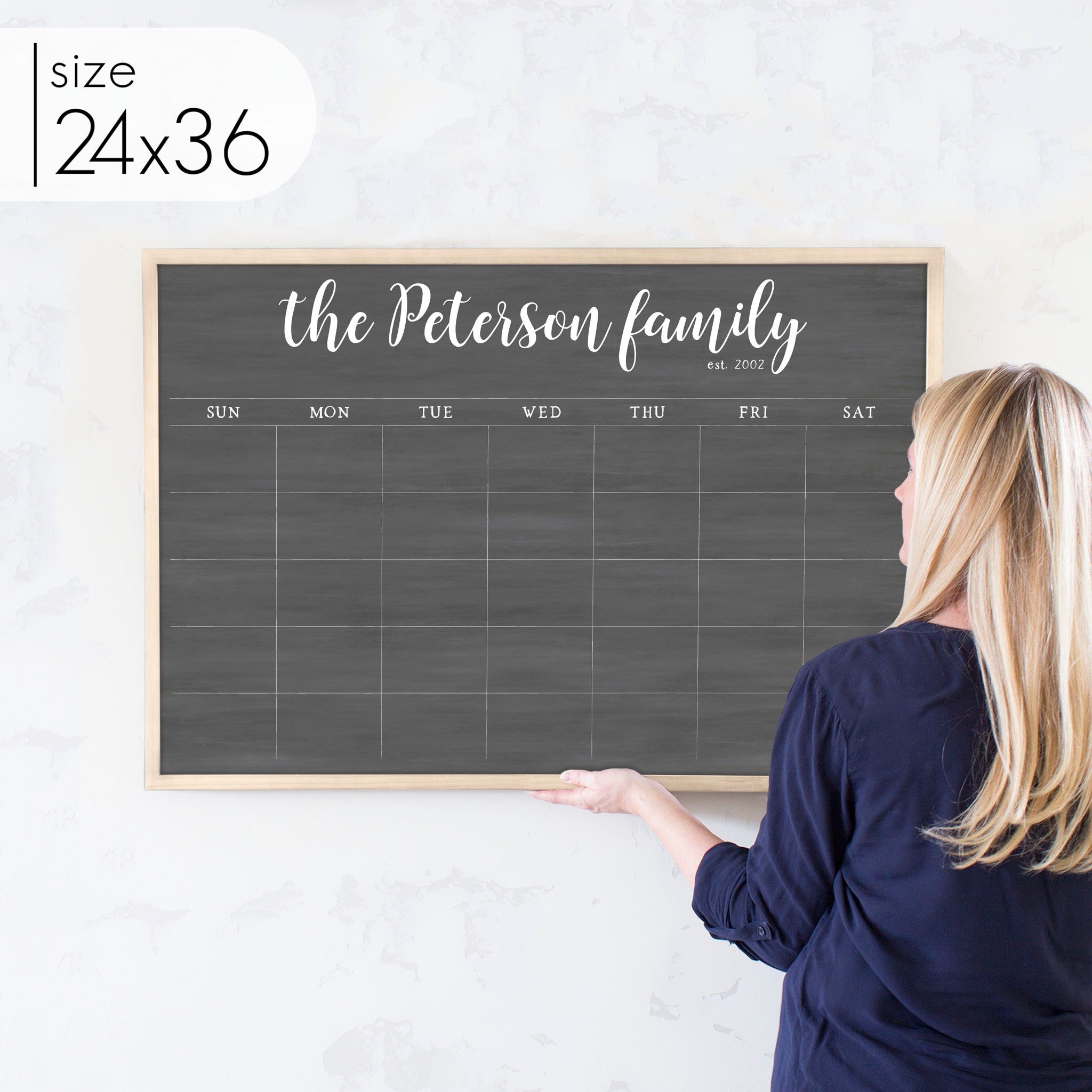 Monthly Framed Chalkboard Calendar | Horizontal Perkins