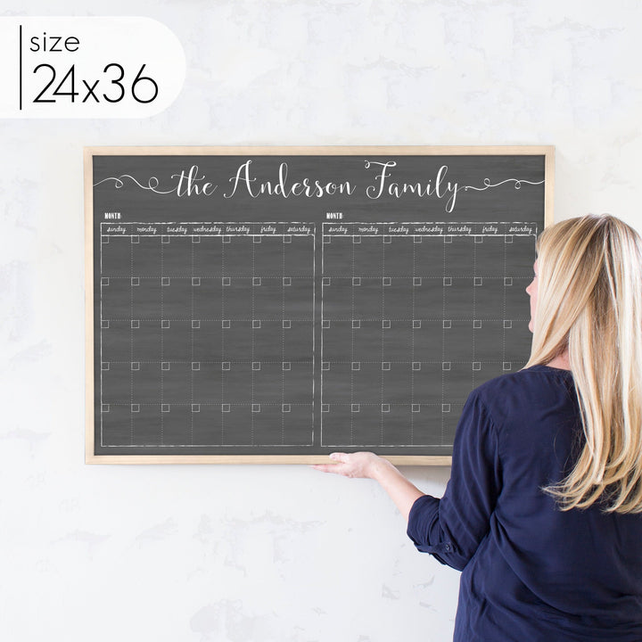 2 Month Framed Chalkboard Calendar | Horizontal Knope