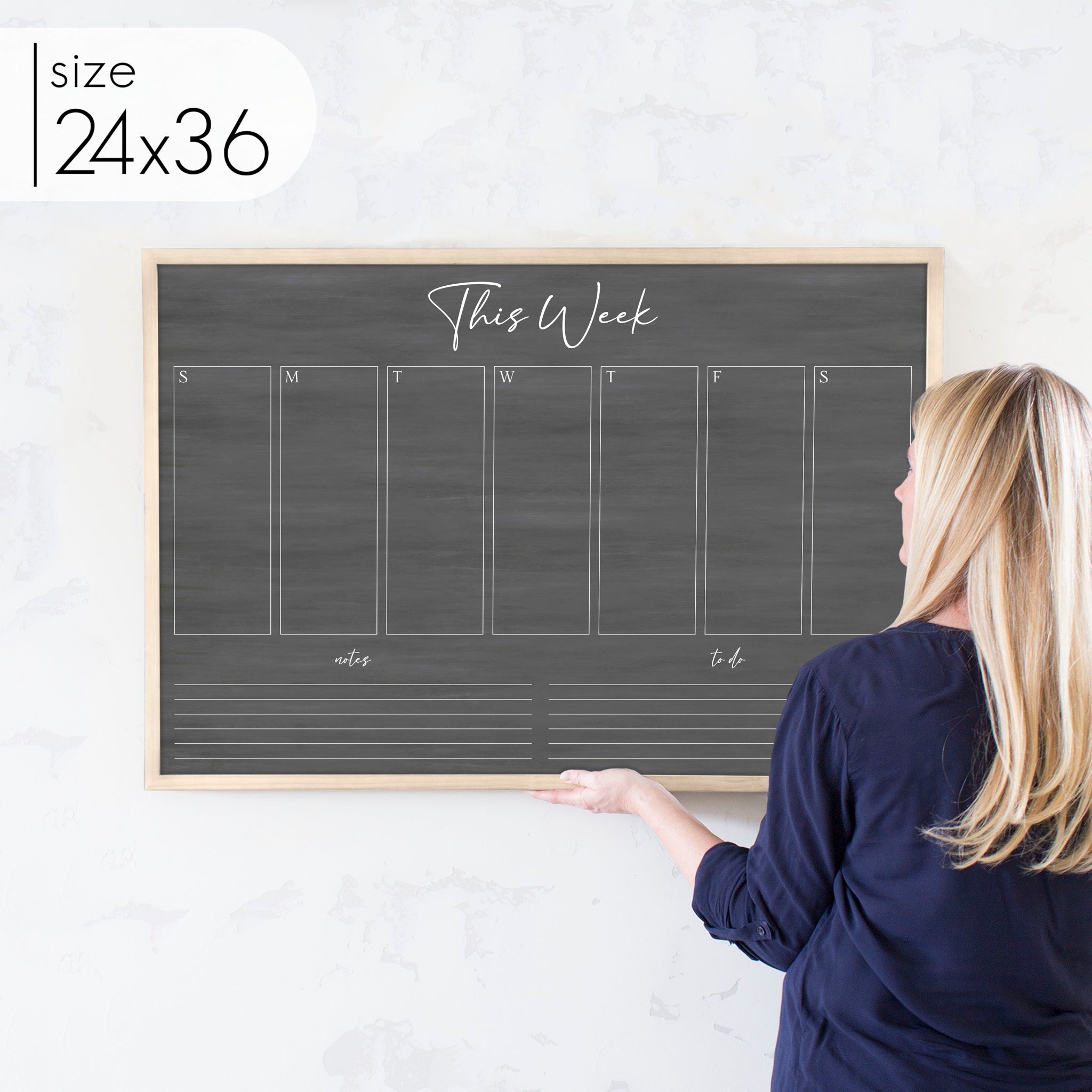 Weekly Framed Chalkboard Calendar + 2 sections | Horizontal Pennington