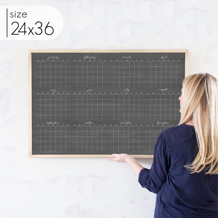 Framed Yearly Chalkboard Calendar | Horizontal Pennington