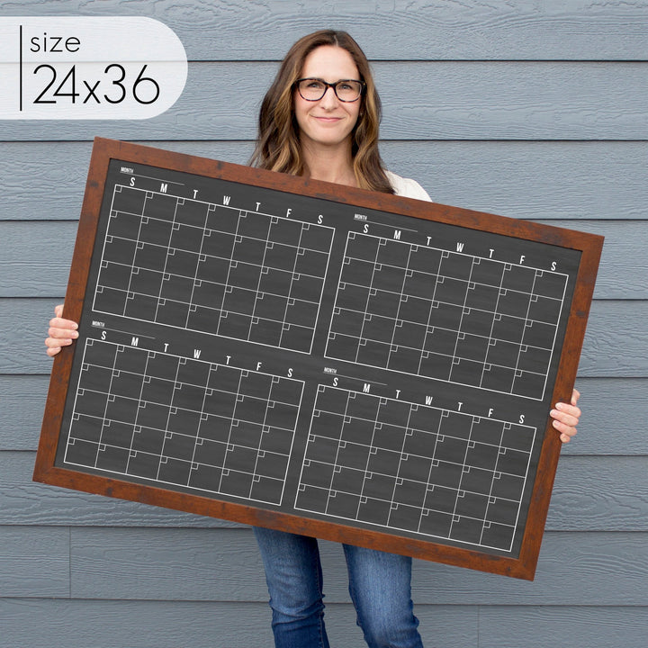 4 Month Quarterly Framed Chalkboard Calendar | Horizontal Dwyer