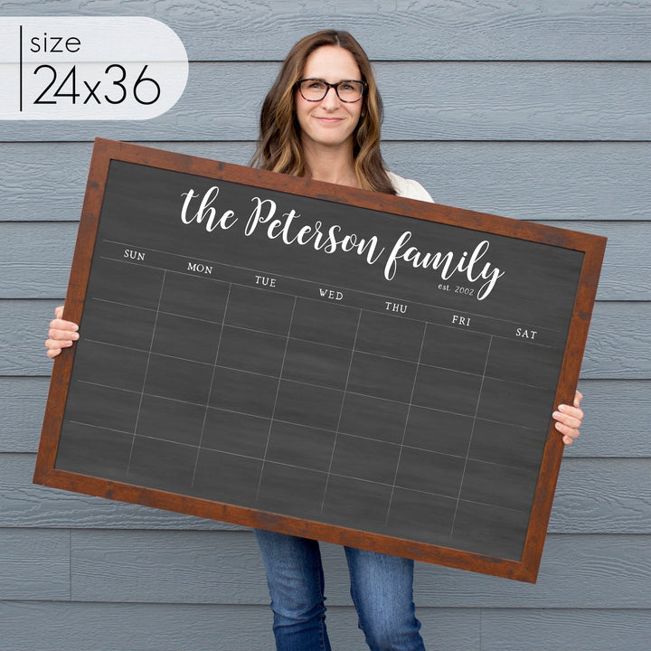 Monthly Framed Chalkboard Calendar | Horizontal Perkins