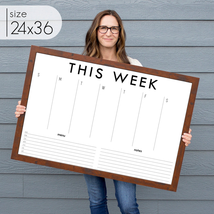 Weekly Framed Whiteboard Calendar + 2 sections | Horizontal Madi