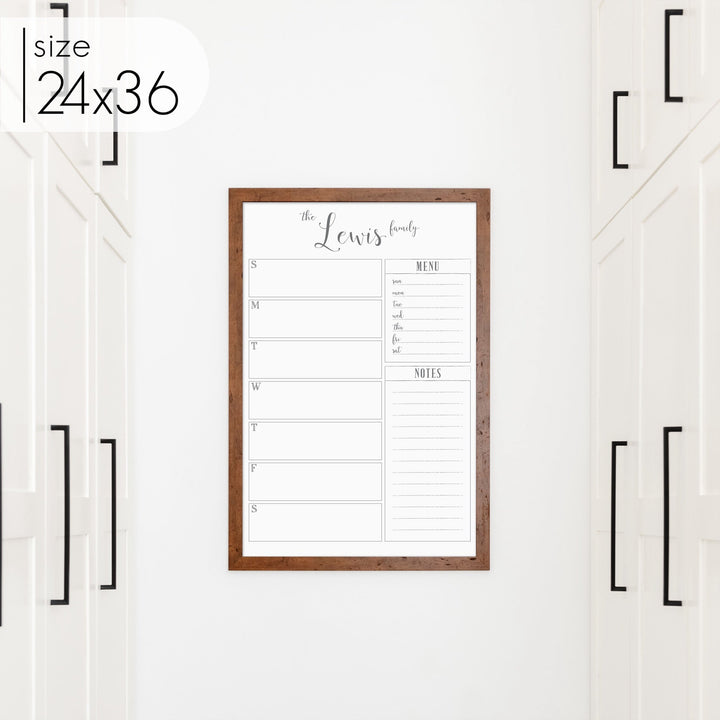 Weekly Framed Whiteboard Calendar + 2 sections | Vertical Knope