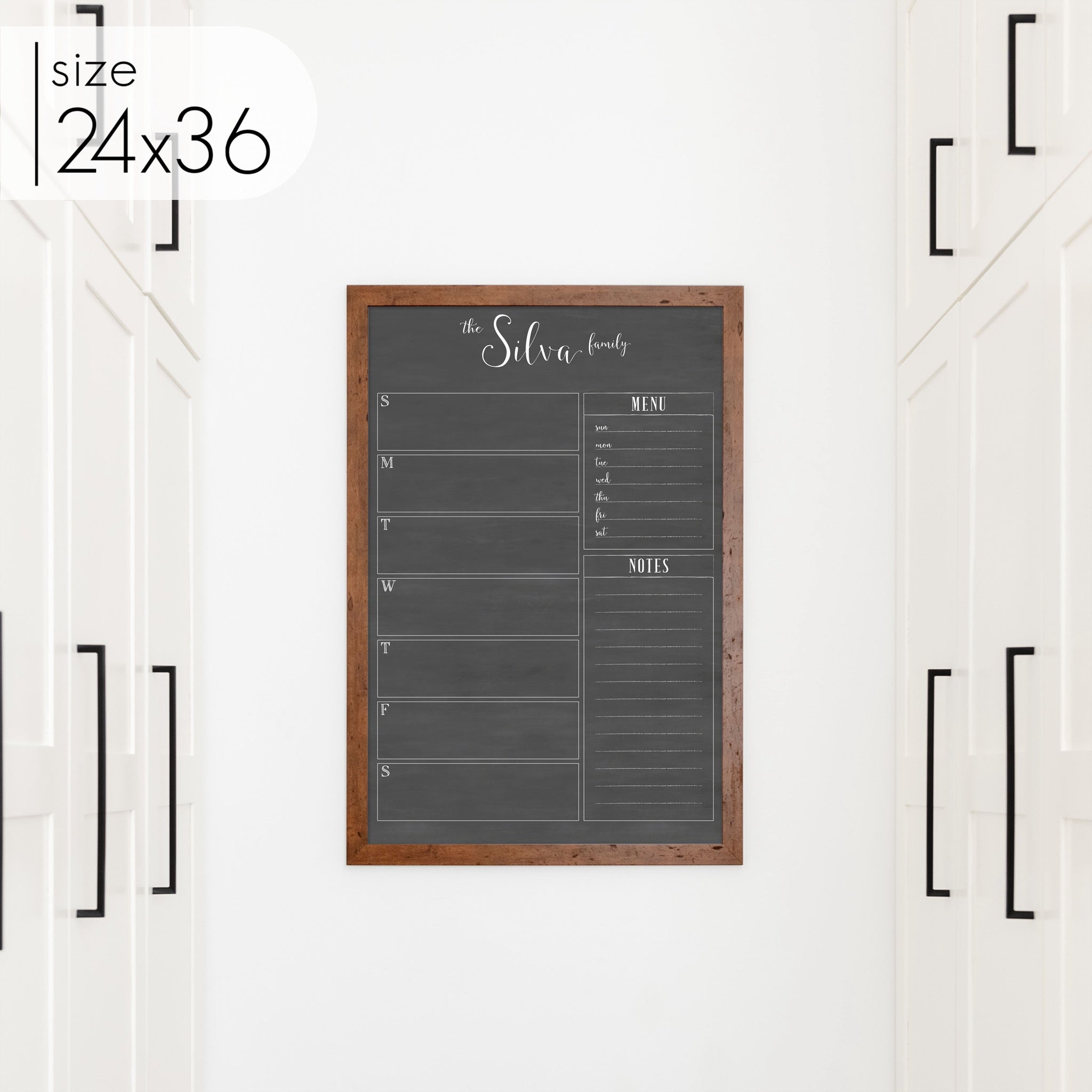 Weekly Framed Chalkboard Calendar + 2 sections | Vertical Knope