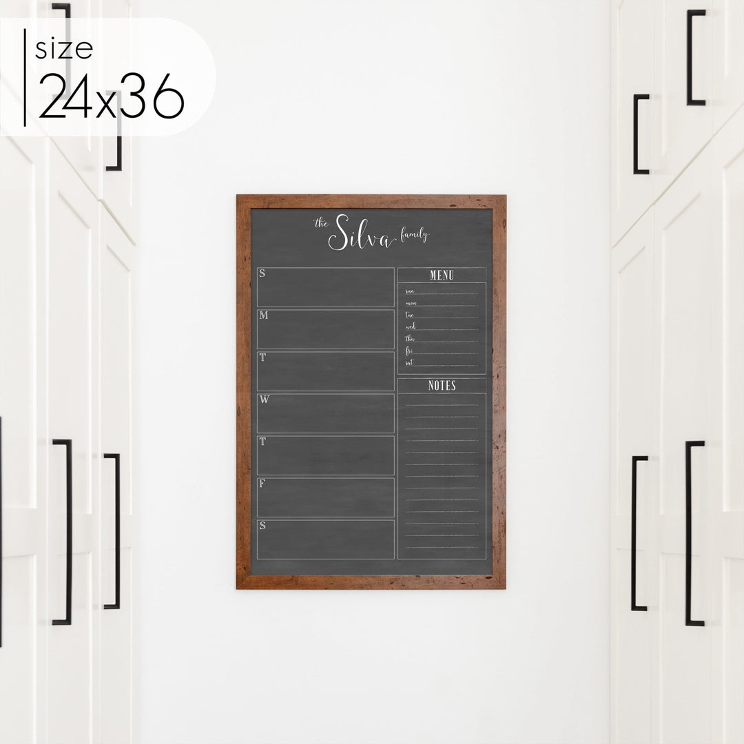 Weekly Framed Chalkboard Calendar + 2 sections | Vertical Knope