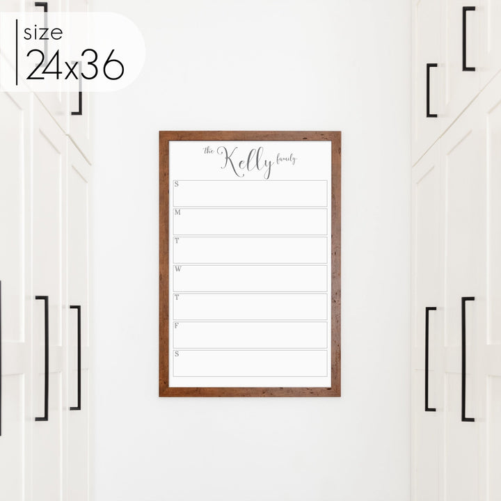 Weekly Framed Whiteboard Calendar | Vertical Knope