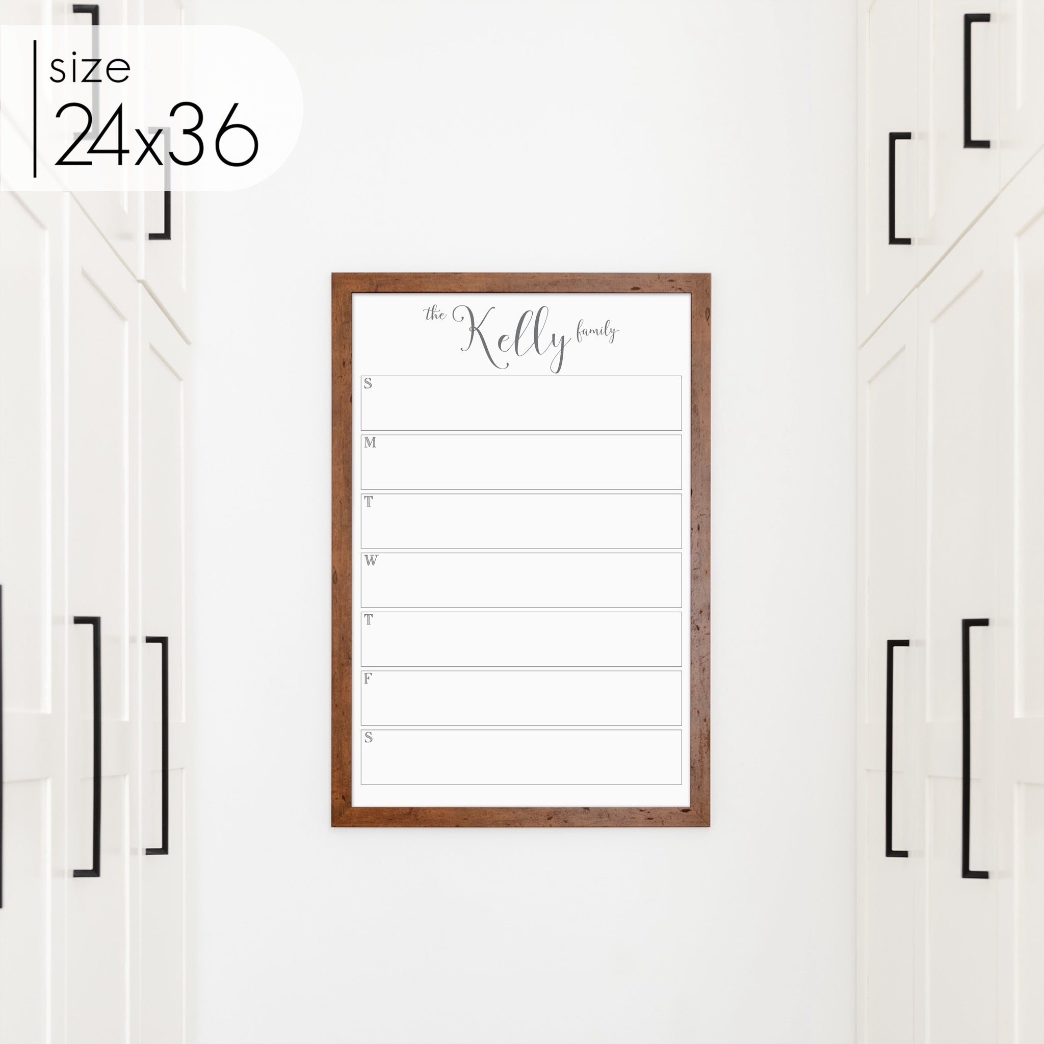 Weekly Framed Whiteboard Calendar | Vertical Knope