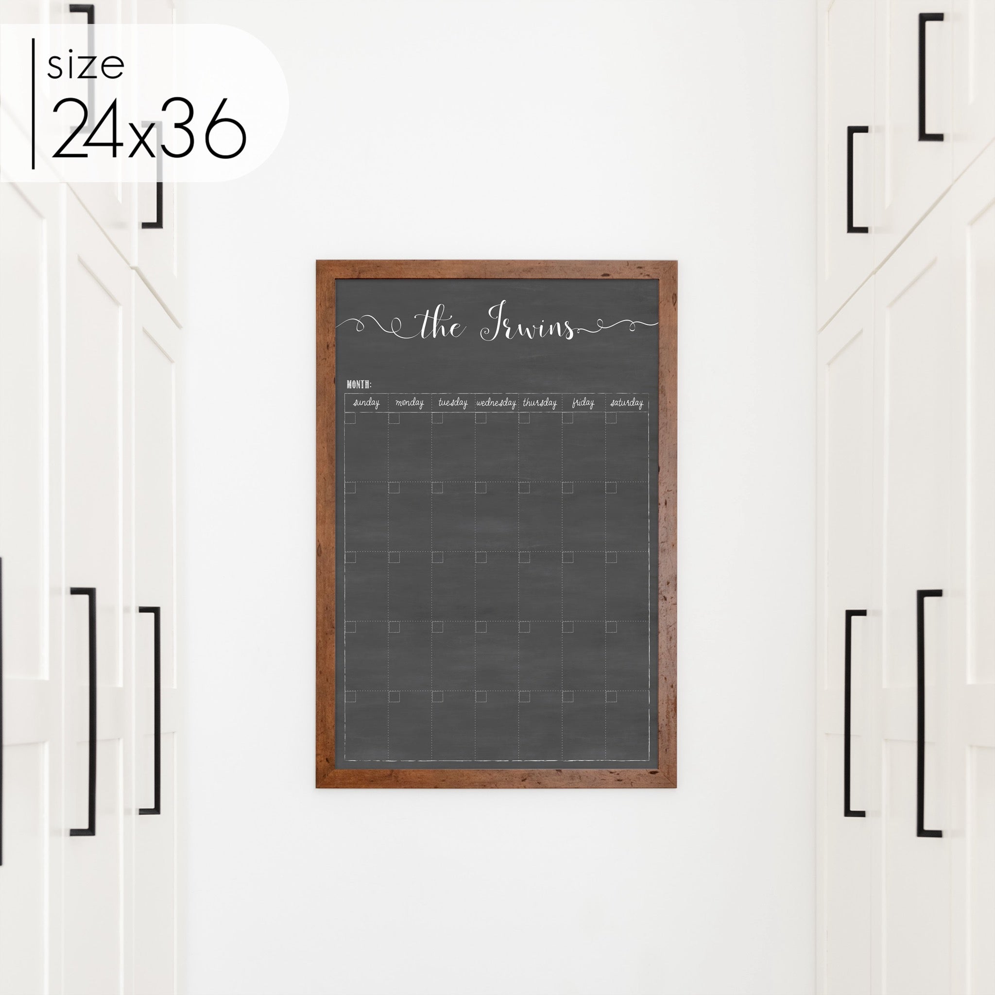 Monthly Framed Chalkboard Calendar | Vertical Knope