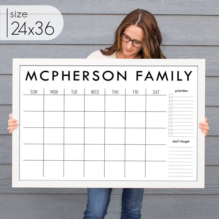 Monthly Framed Chalkboard Calendar + 2 sections | Horizontal Madi