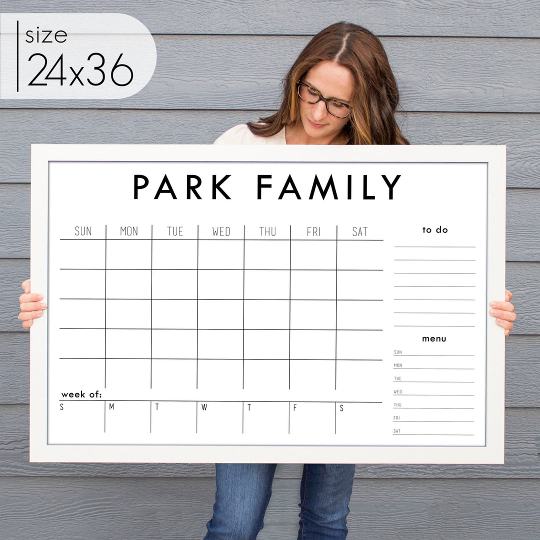 Week & Month Combo Framed Whiteboard + 2 sections | Horizontal Madi