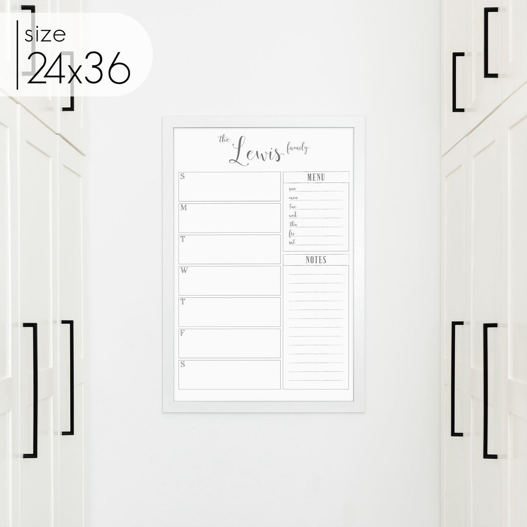 Weekly Framed Whiteboard Calendar + 2 sections | Vertical Knope