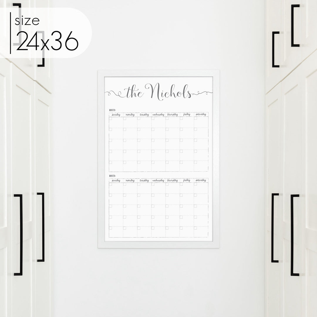 2 Month Framed Whiteboard Calendar | Vertical Knope