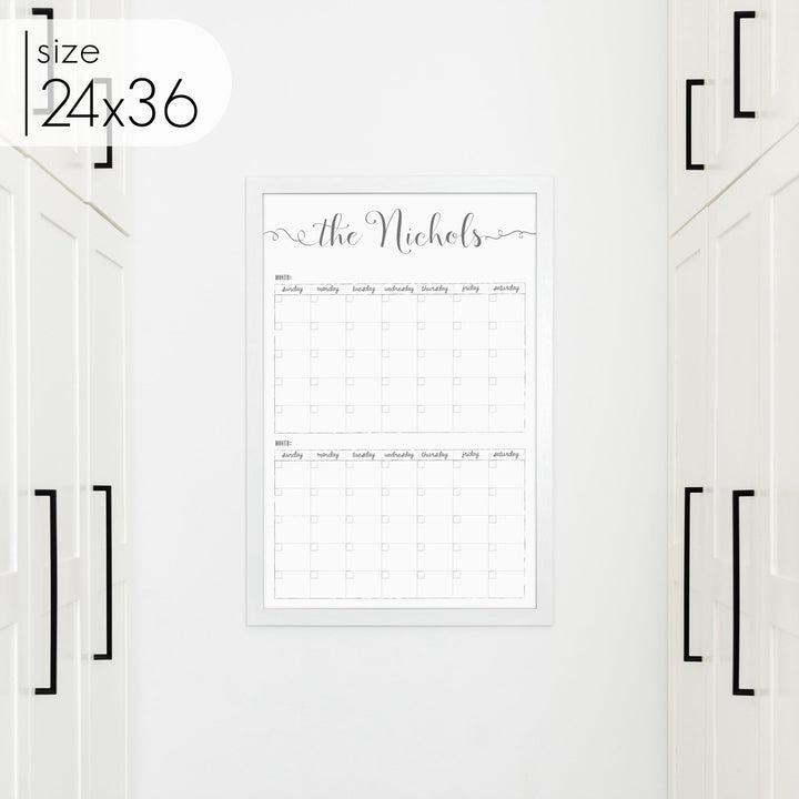 2 Month Framed Whiteboard Calendar | Vertical Knope