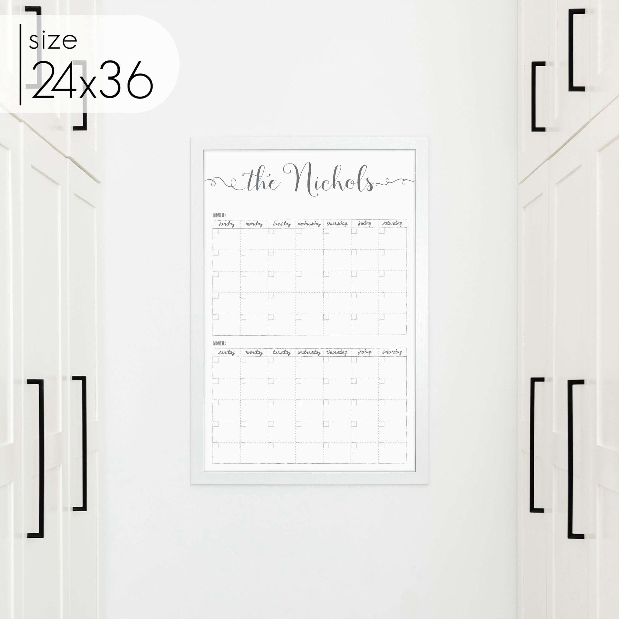 2 Month Framed Whiteboard Calendar | Vertical Knope
