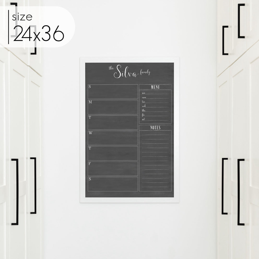 Weekly Framed Chalkboard Calendar + 2 sections | Vertical Knope