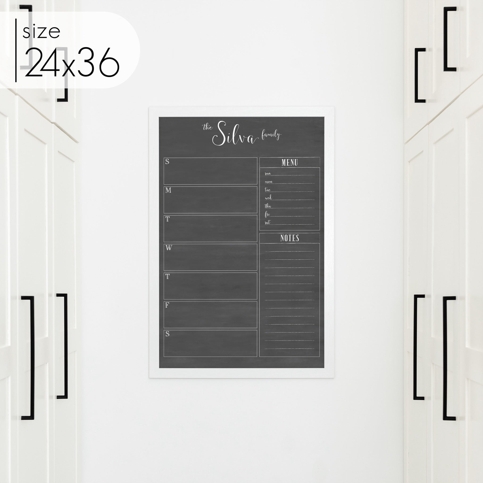 Weekly Framed Chalkboard Calendar + 2 sections | Vertical Knope
