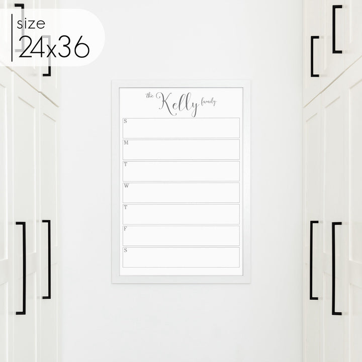 Weekly Framed Whiteboard Calendar | Vertical Knope