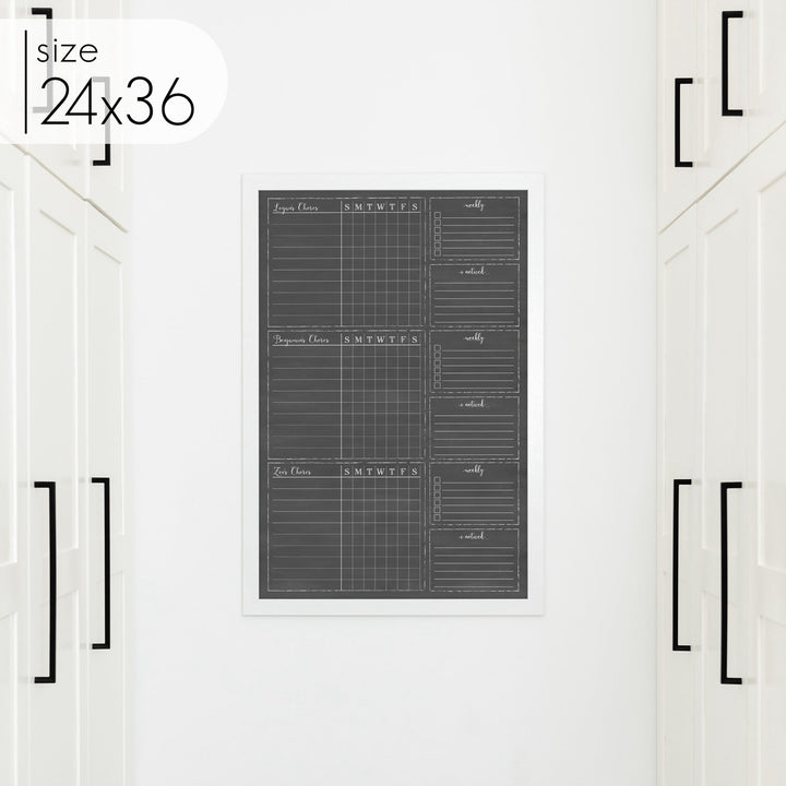3 Person Framed Chalkboard Chore Chart  | Vertical Knope