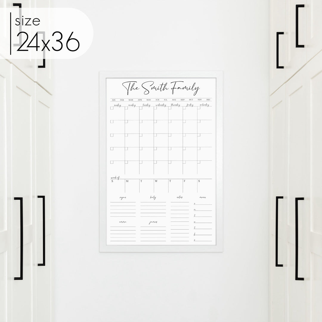 Week & Month Combo Framed Whiteboard + 6 sections | Vertical Pennington