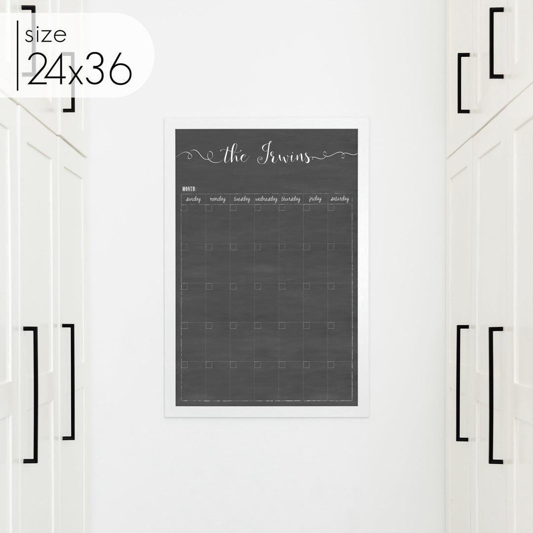 Monthly Framed Chalkboard Calendar | Vertical Knope