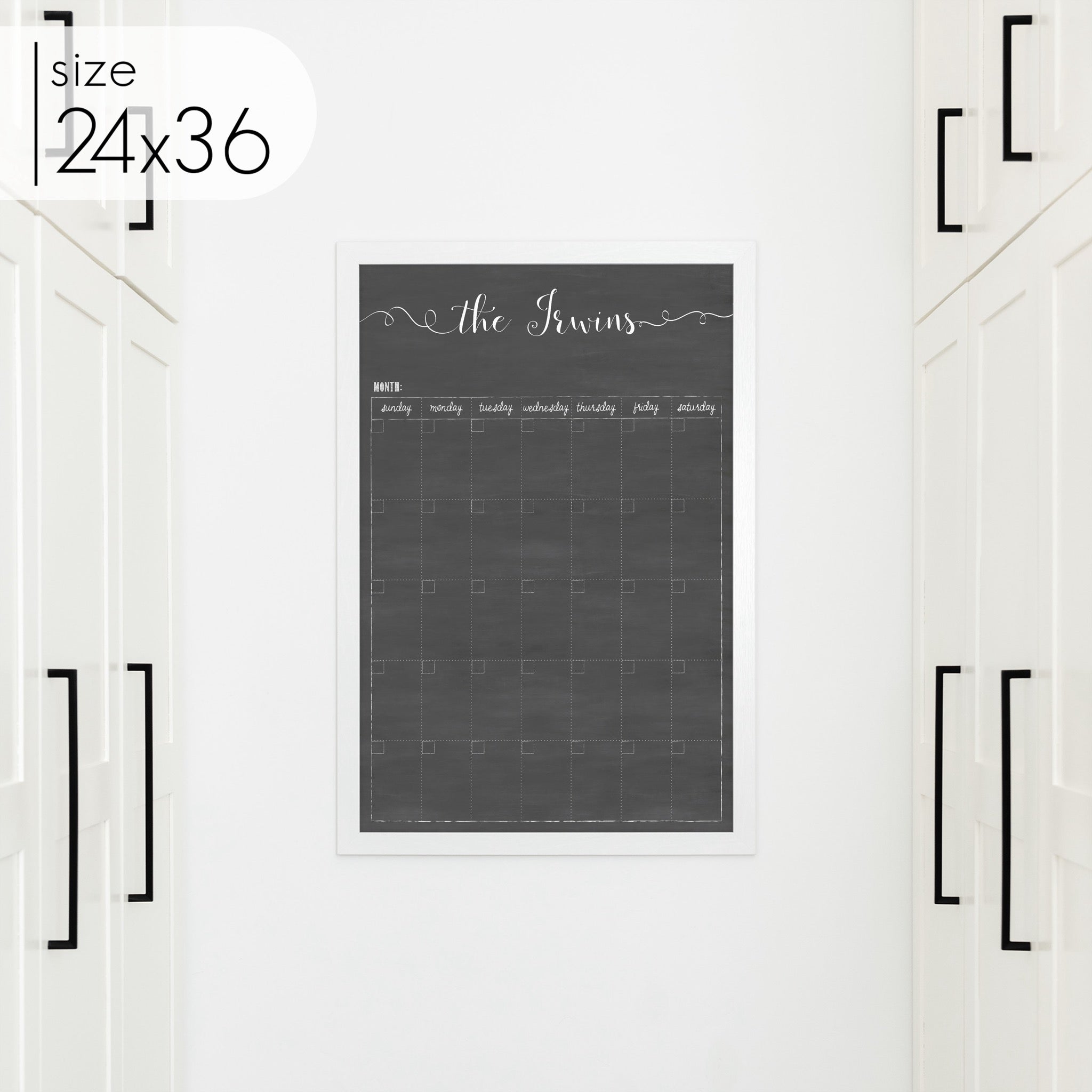 Monthly Framed Chalkboard Calendar | Vertical Knope